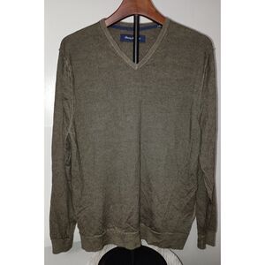 TOMMY BAHAMA: Brown 100 % Extra Fine Merino Wool V-Neck Sweater, Men Size L